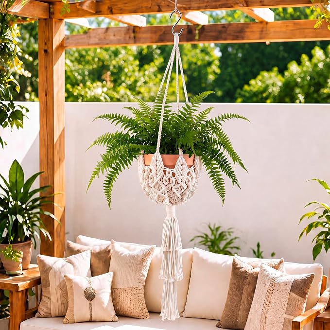Shappy 1 Pack Boho Macrame Plant Hanger - Image 7