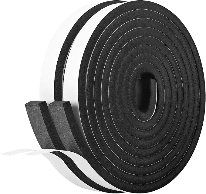Kikerike Self Adhesive Foam Tape Weatherstrip 3/4In x 3/8In x 20Ft High Density by Kikerike