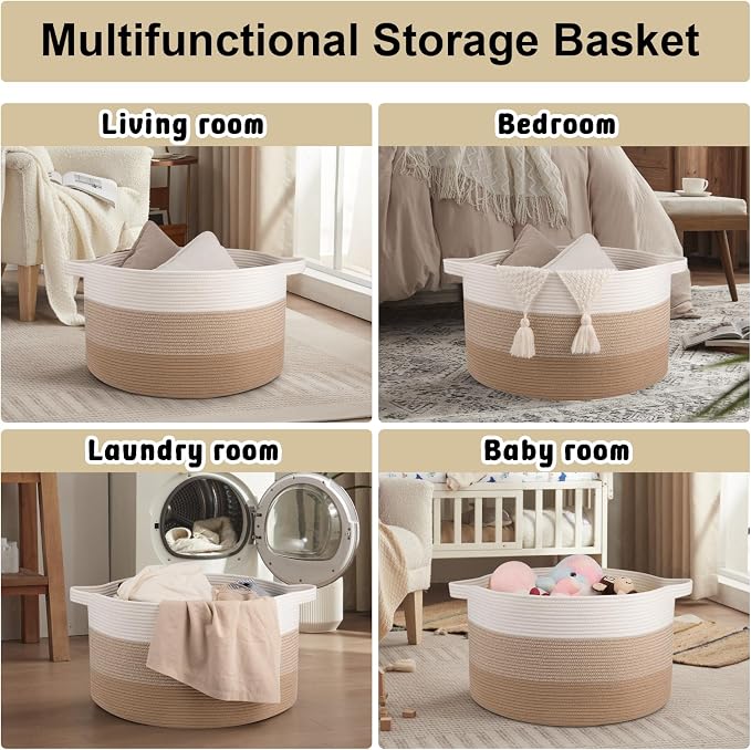 OIAHOMY 90L Extra Large Blanket Basket - Image 4