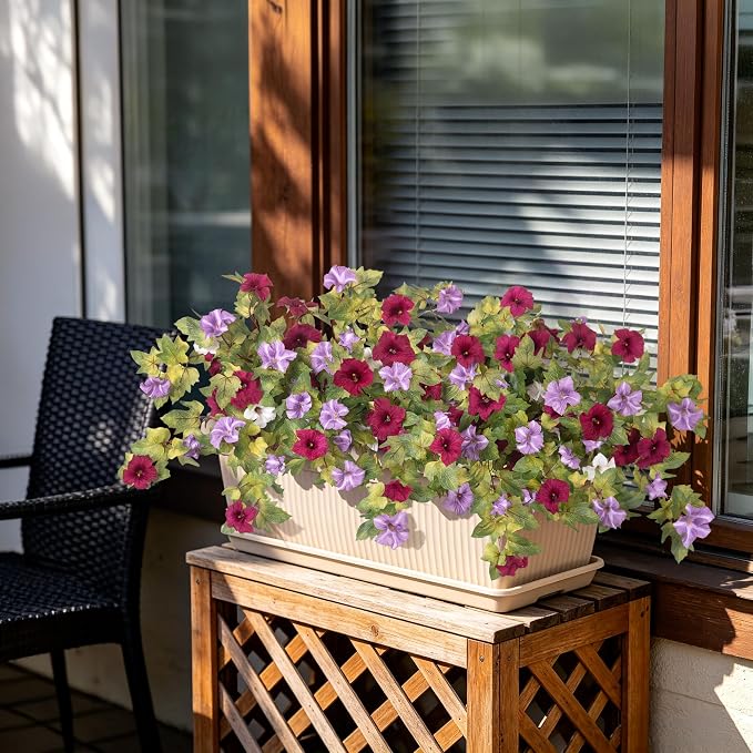 Ammyoo Artificial Fall Flowers Fake Petunias Plants - Image 6