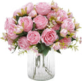 4 Packs Peonies Artificial Flowers, Light Pink Silk Artificial Peonies | Fake by MARTINEMALL