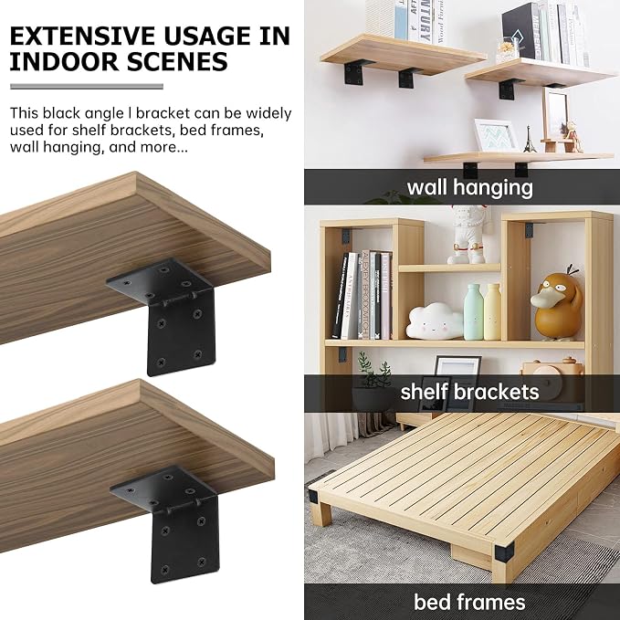 8 Pack L Brackets for Wood Matte Black Strong Corner Brace, Ribbed Corner - Image 6