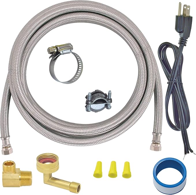 Eastman 6 Ft. Dishwasher Installation Kit, Braided Stainless Steel Supply Line by Eastman