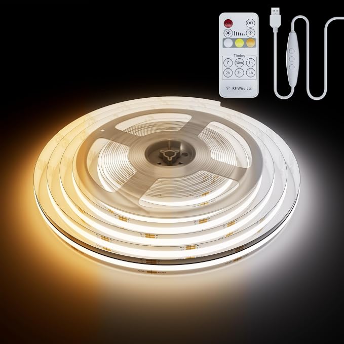 PAUTIX 5V USB CCT Tunable COB LED Strip Lights 6.56ft/2m, 1280LEDs 1200lm by PAUTIX