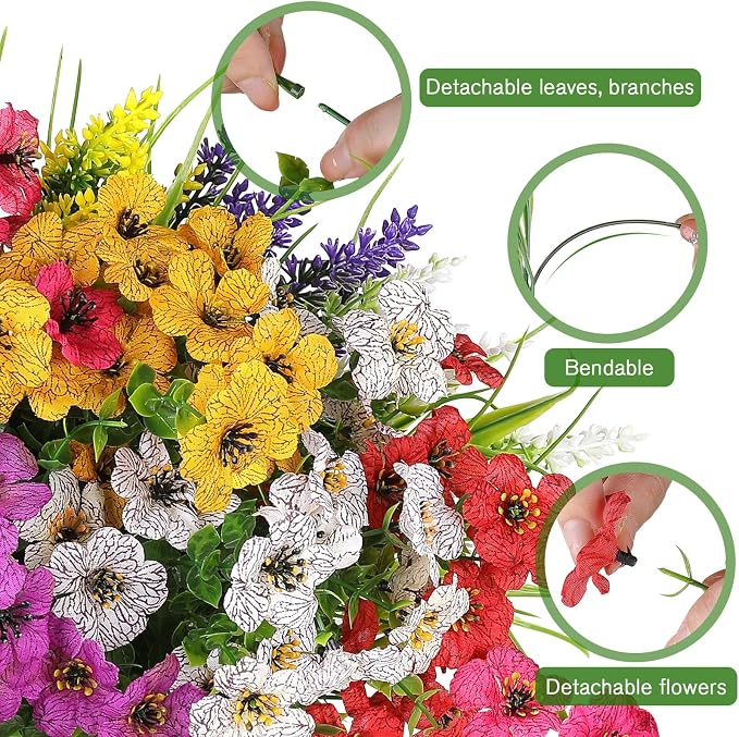 AGIRL Artificial Flowers Outdoor UV Resistant Fake Plant Garden Patio Decor | - Image 2