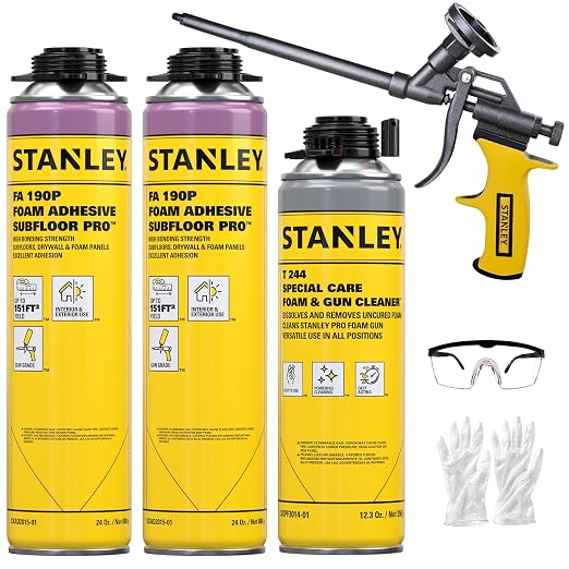 Stanley FA190P Subfloor Adhesive Kit – Polyurethane Expanding Foam Construction by STANLEY