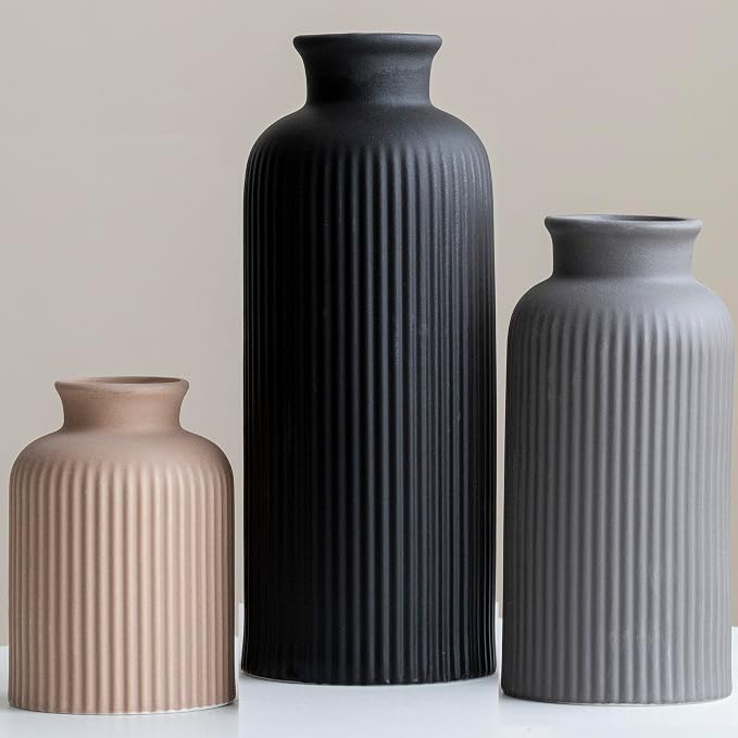 Large Modern Ceramic Vase Set, 3-Piece Decorative Vases by Vaurcesavase