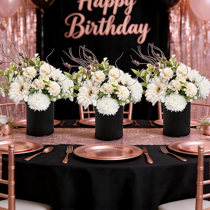 Ivory White & Rose Gold Flower Table Centerpieces, Baby Shower, Events - Image 3