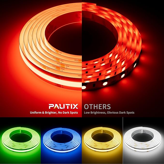 PAUTIX 5V USB RGB COB LED Strip Light 4.92ft/1.5m Color Changing Strip Lights - Image 2