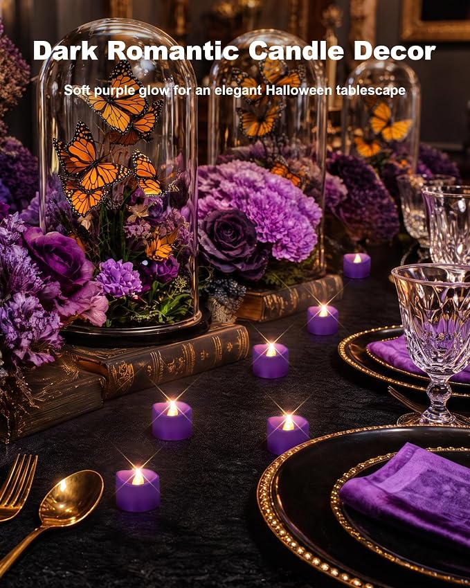 Homemory 12-Pack Purple Flameless Battery Tea Light Candles, 200+ Hours | - Image 4