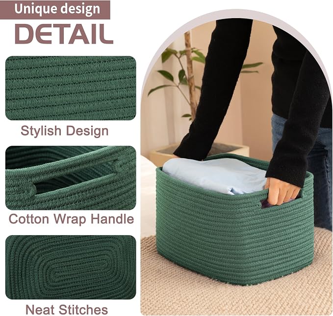 OIAHOMY 4 Pack Storage Baskets for Organizing 15L Cube Storage Bins Green | - Image 3