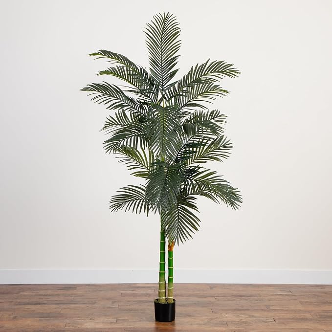 Nearly Natural 8 ft Artificial Golden Cane Palm Tree - Image 4