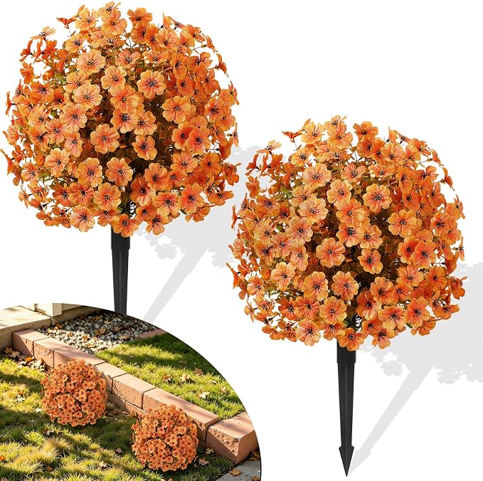 Alupssuc 2Pcs Artificial Fall Ball Flowers by Alupssuc