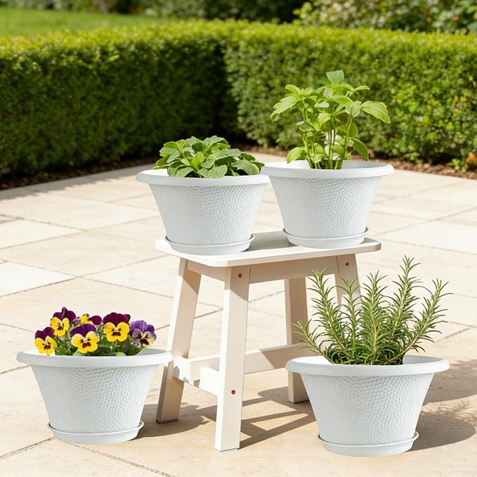 Quarut 12 Inch Pots for Plants, 4 Pack Large Flower Pots - Image 7