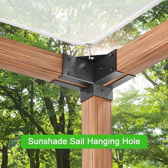 Pergola Brackets Kit for 4x4 Wood Beams, 3.58'' x 3.58'', 4 Pack | Heavy Duty - Image 3