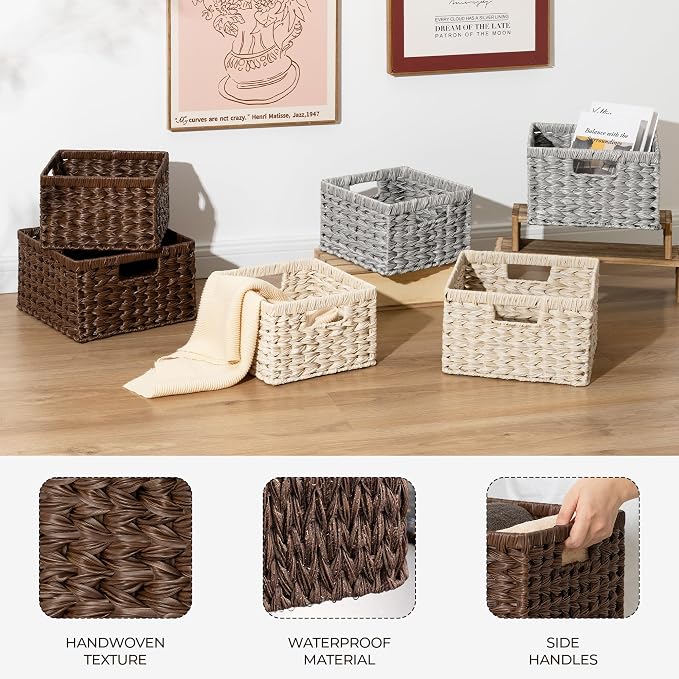 GRANNY SAYS Wicker Baskets for Organizing, Storage Basket for Shelves, Square - Image 4