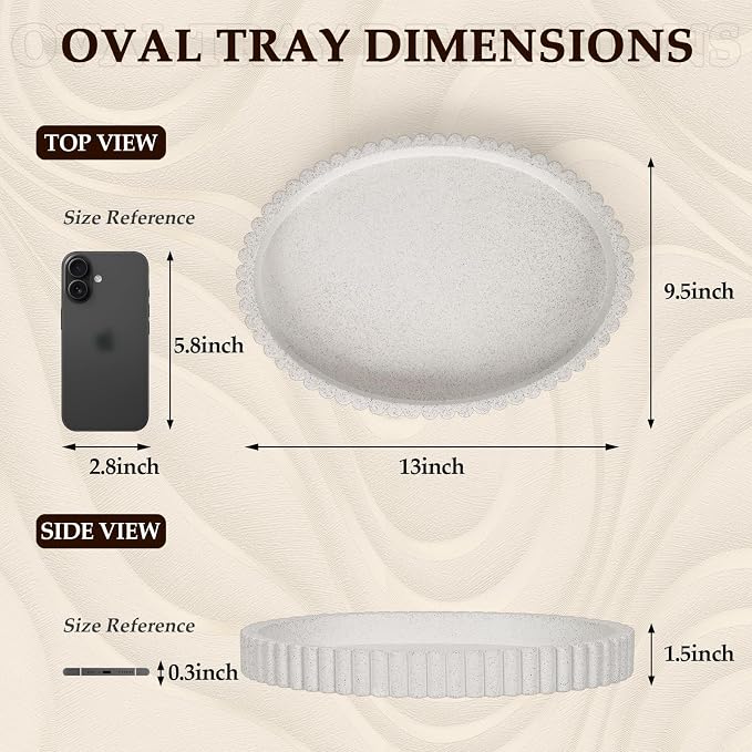 Oval Tray for Coffee Table Decor, Granite | Decorative Tray, Solid Concrete - Image 3