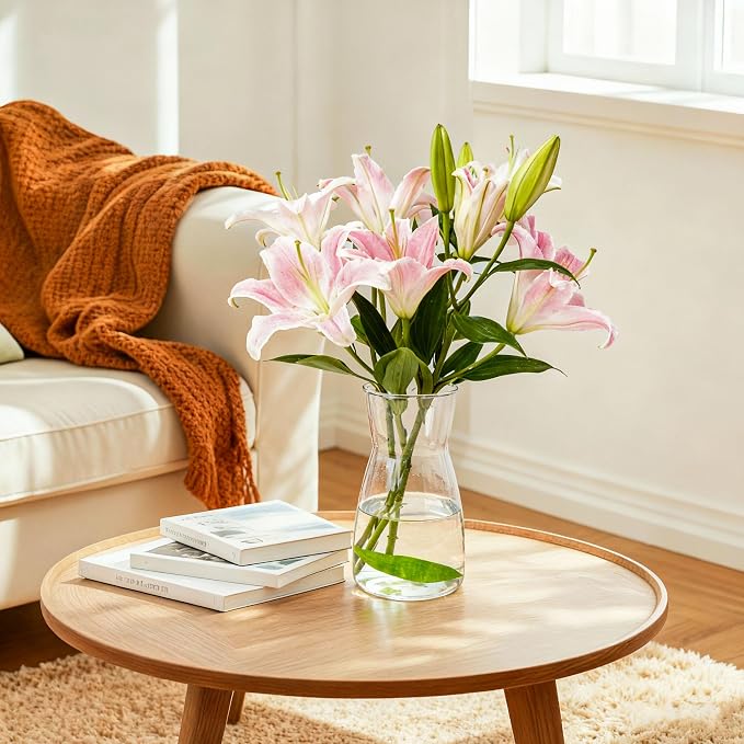 Der Rose 8" Flower Vase Clear Glass Vase - Image 6