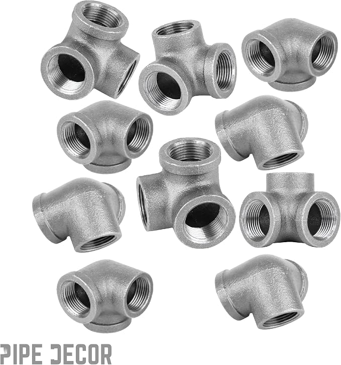 1/2" Side Outlet Elbow Fitting, PIPE DECOR Black Malleable Iron Fittings Fit - Image 9