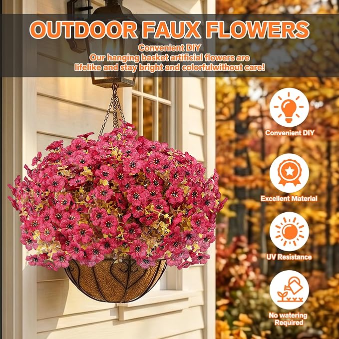Artificial Flowers for Outdoor, Silk Flowers No Fade Fake Plastic Flowers Faux - Image 2