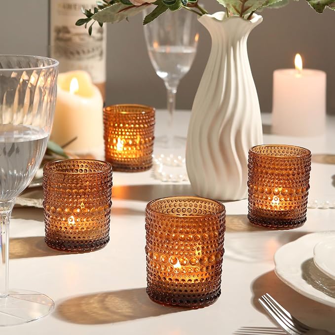 36 Pack Votive Candle Holders, Amber Vintage Candles Holders - Image 4