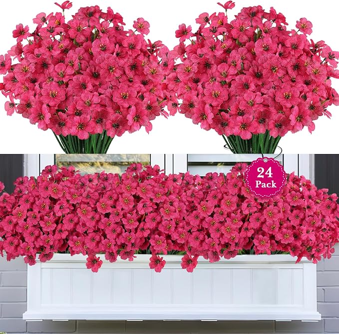 24PCS UV Resistant Artificial Flowers by AmberFun