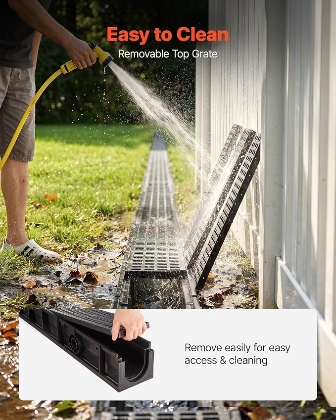 VEVOR Trench Drain, 40.2 x 6.06 x 5.5 in, 3 Pack Linear Drainage Channel - Image 8