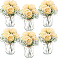 6 Sets Mason Jar Flowers Centerpiece Table Decorations, Champagne | Faux Flowers by Zeyune