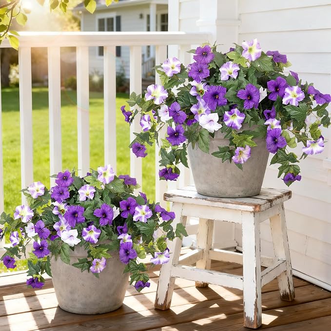 Ammyoo 4 Pcs Artificial Fake Petunia Flowers by Ammyoo