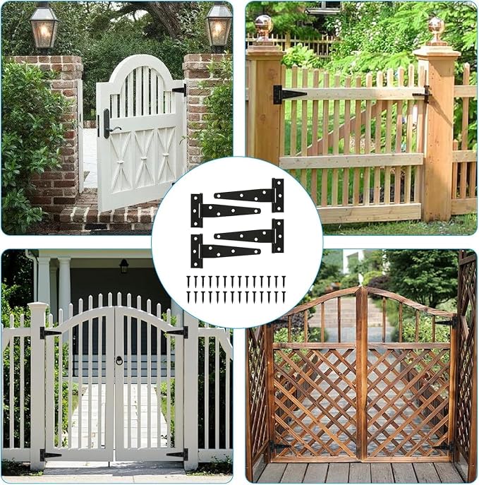 4 Pack 5 Inch T Strap Hinges Heavy Duty Black Outdoor Tee Hinge | Shed Door - Image 7