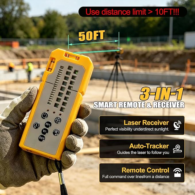 Auto-Tracking 4D 16 Line Laser Level Motorized 360° | Remote Receiver - Image 3