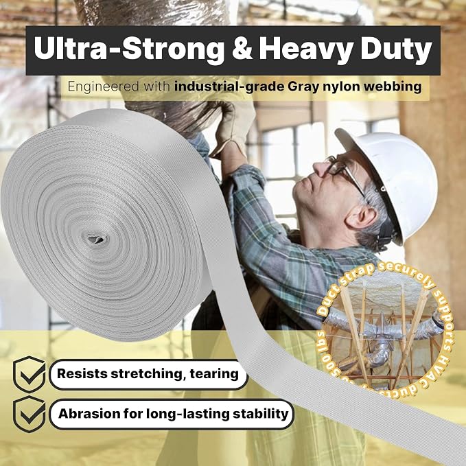 Heavy Duty Duct Strap – 1.95 in x 147 ft Grey Nylon Strapping - Image 4
