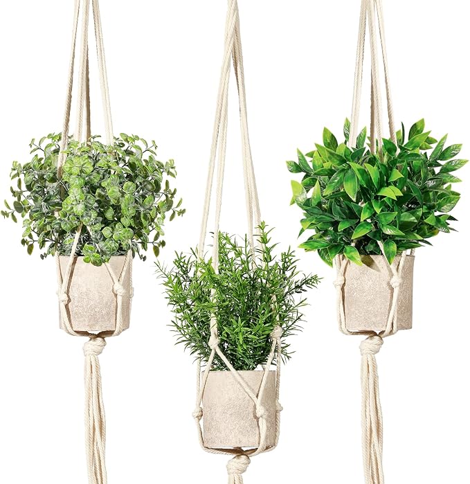 Artificial Plants 3 Pack Mini Fake Hanging by SHOHAYTO