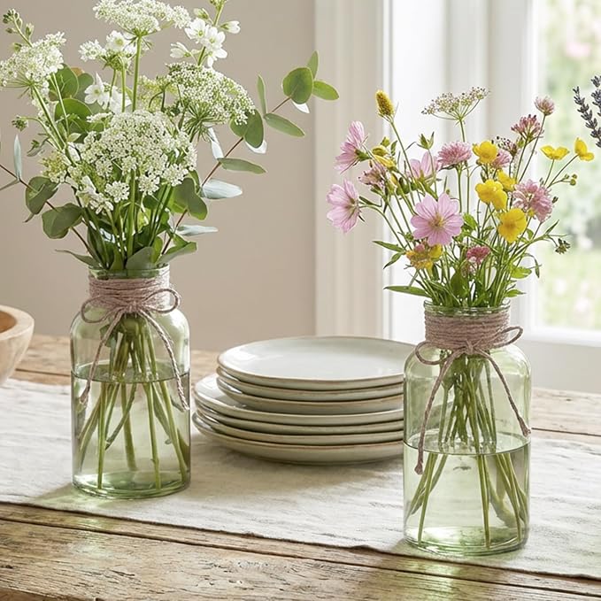 3 Pack Mason Jar Vases for Centerpieces, Wide Mouth Mason Jars - Image 6
