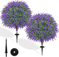 27.5" Artificial Lavender Boxwood Topiary Ball Trees, UV Resistant Faux by Unknown
