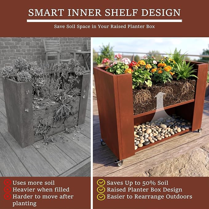 36 Inch Corten Steel Planter Box - Image 8
