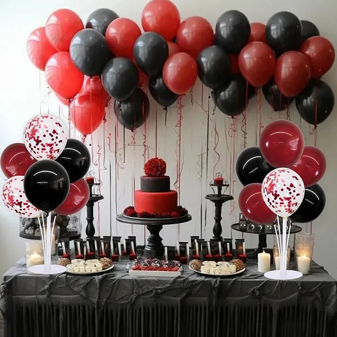 TONIFUL 4 Set Black Wine Red Balloon Stand Balloon Centerpieces - Image 6