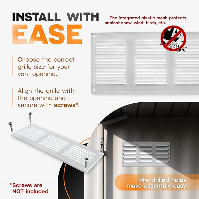 12 x 6 Inch White Galvanized Steel Return Air Register Vent Cover, AC Vent Cover - Image 4