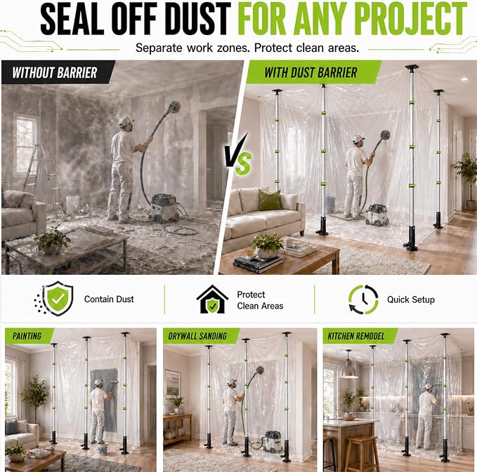 10 FT Dust Barrier Poles for Construction & Home Renovation - Image 7