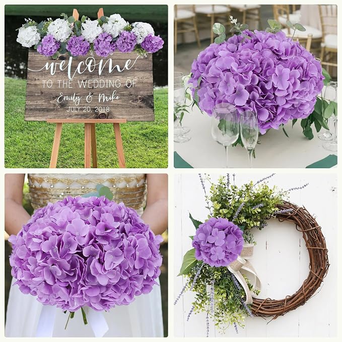 AVIVIHO 65pcs Lavender Fake Flowers Hydrangea Artificial Flowers Bluk - Image 4
