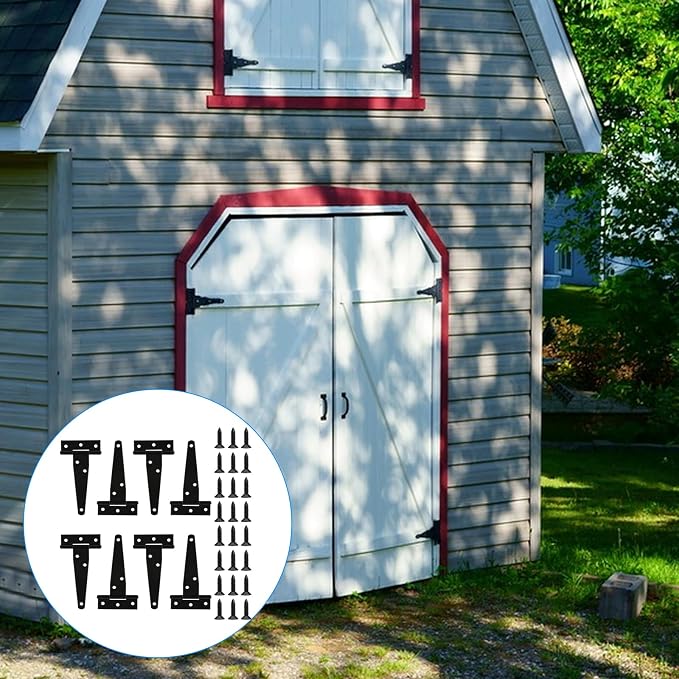 16 Pack 4 Inch T Strap Hinges Heavy Duty Black Outdoor Tee Hinge | Shed Door - Image 4