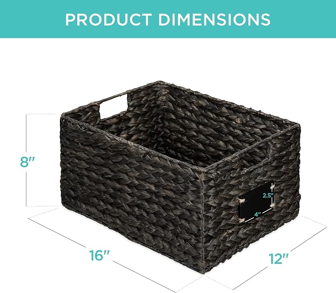 Best Choice Products Pantry Baskets Set of 2 16x12in Water Hyacinth Storage - Image 7