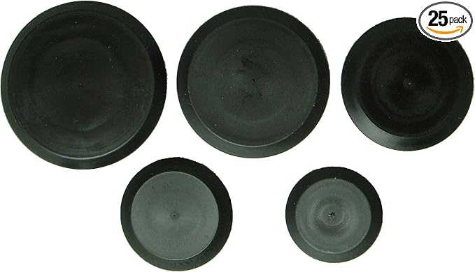 25 Piece Flush Mount Black Hole Plug Assortment by Caplugs