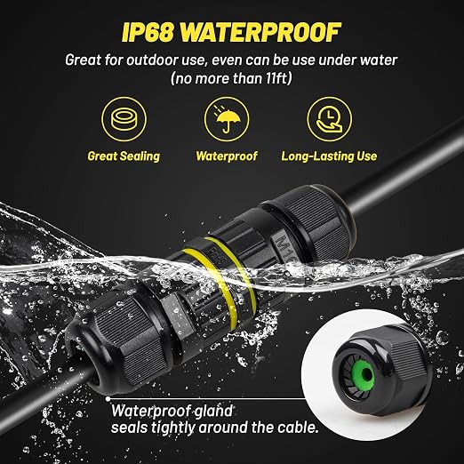 3 Pole Electrical Junction Box IP68 Waterproof, UL Certified M16 Wire Connector - Image 3