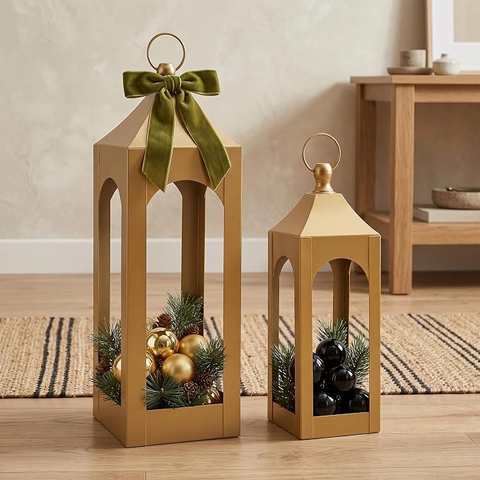Modern Farmhouse Lantern Decor Metal Decorative Hanging Candle Lanterns | Ideal - Image 6