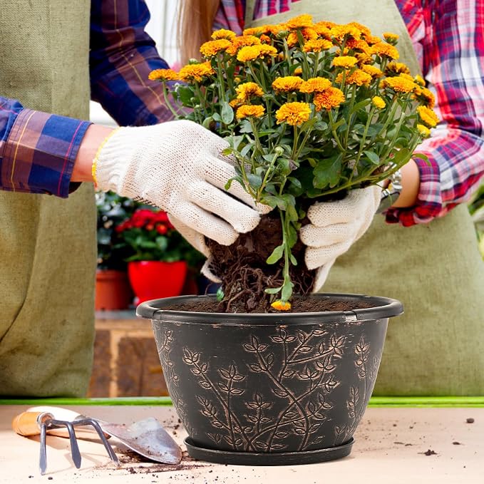 12-inch-Flower-Pots-Outdoor-Indoor, 4 Pack Plastic Planter Pots - Image 4