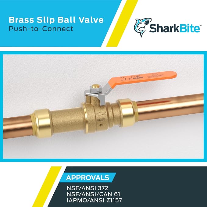 SharkBite 3/4 Inch Slip Ball Valve, Push to Connect Brass Plumbing Fitting - Image 5