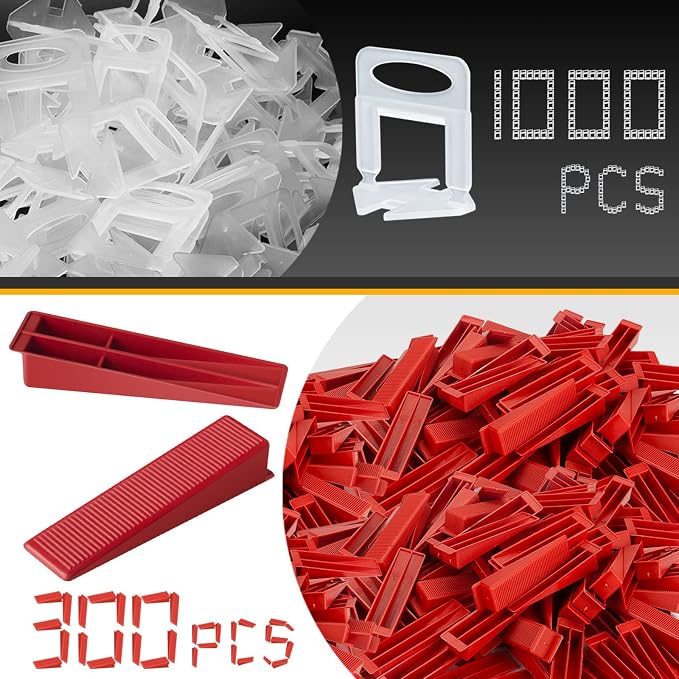 Tile Leveling System 1000-Piece Tile Leveling Spacer Clips and 300-Piece - Image 2