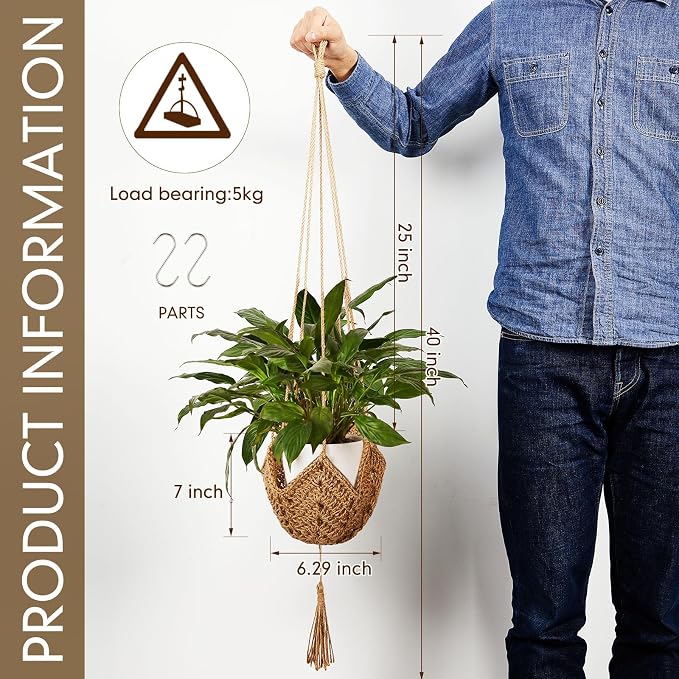 Shappy 4 Pack Boho Macrame Plant Hanger - Image 2