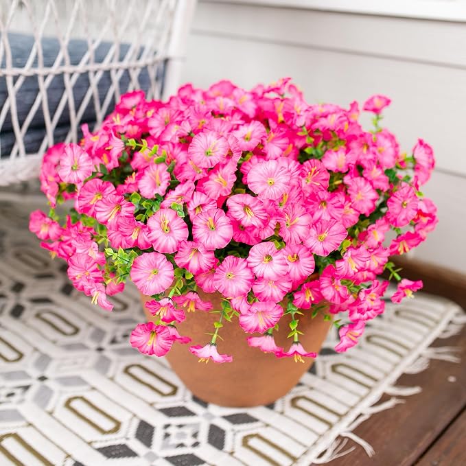 Artificial Flowers for Outdoors Fake Plants Outside Decoration, 12 Bundles Silk - Image 9